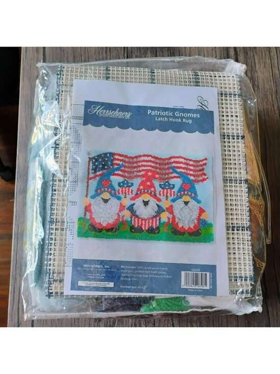 Herrschners Other - Patriotic Gnomes Latch Hook Rug Craft Kit 40" x 27" Herrschners July 4th Decor